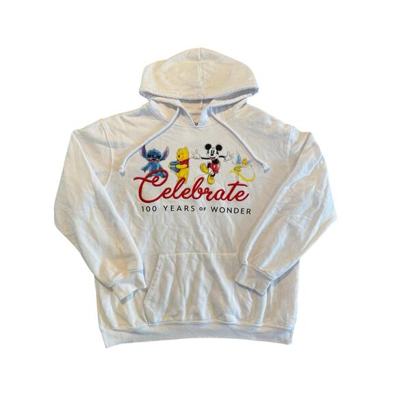 Disney Hoodie Celebrate 100 Years Of Wonder Womens 2XL Junior Mickey Pooh Tinker - Picture 2 of 7